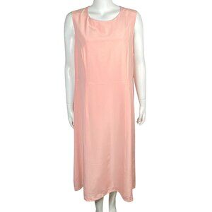 Vintage Chadwicks Silk Sheath Midi Dress Womens 18W Pink Sleeveless Lined